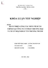 Đề tài Hoàn thiện công tác phân tích tài chính tại công ty cổ phần thương mại và xuất nhập khẩu tân Trường Thành