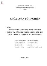 Đề tài Hoàn thiện công tác phân tích tài chính tại công ty trách nhiệm hữu hạn một thành viên thuốc lá Thanh Hóa