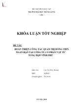 Đề tài Hoàn thiện công tác quản trị dòng tiền ngắn hạn tại công ty cổ phần vật tư tổng hợp Vĩnh Phú