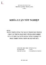 Đề tài Hoàn thiện công tác quản trị rủi ro trong cho vay trung hạn đối với doanh nghiệp vừa và nhỏ tại ngân hàng nông nghiệp và phát triển nông thôn huyện Mỹ Đức