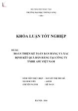 Đề tài Hoàn thiện kế toán bán hàng và xác định kết quả bán hàng tại công ty TNHH Ape Việt Nam