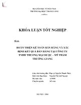 Đề tài Hoàn thiện kế toán bán hàng và xác định kết quả bán hàng tại công ty TNHH thương mại dược – Mỹ phẩm Trường Giang