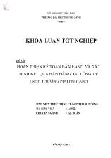 Đề tài Hoàn thiện kế toán bán hàng và xác định kết quả bán hàng tại công ty TNHH thương mại Huy Anh