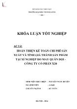 Đề tài Hoàn thiện kế toán chi phí sản xuất và tính giá thành sản phẩm tại xí nghiệp đo may quân đội - Công ty cổ phần x20