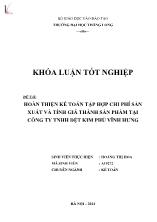 Đề tài Hoàn thiện kế toán tập hợp chi phí sản xuất và tính giá thành sản phẩm tại công ty TNHH dệt kim phú Vĩnh Hưng