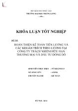 Đề tài Hoàn thiện kế toán tiền lương và các khoản trích theo lương tại công ty trách nhiệm hữu hạn thương mại và đầu tư Đông Đô