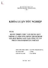 Đề tài Hoàn thiện việc vận dụng quy trình và phƣơng pháp thẩm định giá bất động sản tại công ty cổ phần thẩm định giá Thế Kỷ