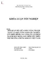 Đề tài Mối quan hệ giữa khả năng thanh toán và khả năng sinh lời: nghiên cứu điển hình các công ty cổ phần ngành bất động sản niêm yết trên thị trường chứng khoán Việt Nam