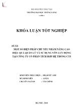 Đề tài Một số biện pháp chủ yếu nhằm nâng cao hiệu quả quản lý và sử dụng vốn lưu động tại công ty cố phần tích hợp hệ thống CTS