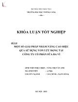 Đề tài Một số giải pháp nhằm nâng cao hiệu quả sử dụng vốn lƣu động tại công ty cổ phần sữa Ba Vì