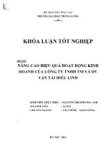 Đề tài Nâng cao hiệu quả hoạt động kinh doanh của công ty TNHH tm và dv vận tải Hiếu Linh