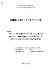 Đề tài Nâng cao hiệu quả sản xuất kinh doanh tại công ty trách nhiệm hữu hạn quốc tế Khánh Sinh