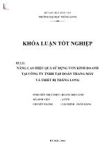 Đề tài Nâng cao hiệu quả sử dụng vốn kinh doanh tại công ty TNHH tập đoàn thang máy và thiết bị Thăng Long