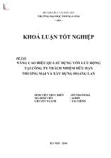 Đề tài Nâng cao hiệu quả sử dụng vốn lƣu động tại công ty trách nhiệm hữu hạn thƣơng mại và xây dựng Hoàng Lan