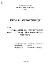 Đề tài Nâng cao hiệu quả sử dụng vốn lƣu động tại công ty trách nhiệm hữu hạn Việt Trung