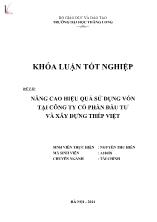 Đề tài Nâng cao hiệu quả sử dụng vốn tại công ty cổ phần đầu tư và xây dựng Thép Việt