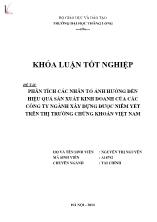 Đề tài Phân tích các nhân tố ảnh hƣởng đến hiệu quả sản xuất kinh doanh của các công ty ngành xây dựng được niêm yết trên thị trường chứng khoán Việt Nam