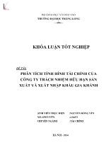 Đề tài Phân tích tình hình tài chính của công ty trách nhiệm hữu hạn sản xuất và xuất nhập khẩu Gia Khánh