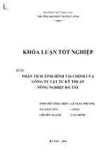 Đề tài Phân tích tình hình tài chính của công ty vật tư kỹ thuật nông nghiệp Hà Tây