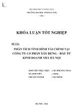 Đề tài Phân tích tình hình tài chính tại công ty cổ phần xây dựng – Đầu tư kinh doanh nhà Hà Nội