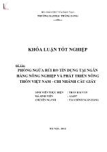 Đề tài Phõng ngừa rủi ro tín dụng tại ngân hàng nông nghiệp và phát triển nông thôn Việt Nam - Chi nhánh Cầu Giấy