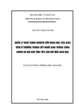 Đề tài Quản lý hoạt động nghiên cứu khoa học của giáo viên ở trường trung cấp nghề giao thông công chính Hà Nội đáp ứng yêu cầu đổi mới giáo dục