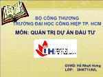 Đề tài Quản trị dự án đầu tư - Lập dự án kinh doanh restaurants cake and café