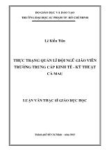 Đề tài Thực trạng quản lí đội ngũ giáo viên trường trung cấp kinh tế - Kỹ thuật Cà Mau