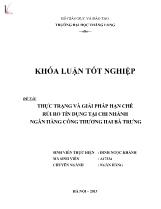 Đề tài Thực trạng và giải pháp hạn chế rủi ro tín dụng tại chi nhánh ngân hàng công thương hai Bà Trưng