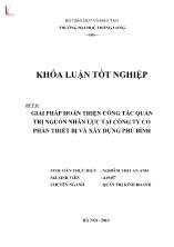 Đồ án Giải pháp hoàn thiện công tác quản trị nguồn nhân lực tại công ty cổ phần thiết bị và xây dựng Phú Bình