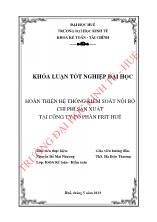 Hoàn thiện hệ thống kiểm soát nội bộ chi phí sản xuất tại công ty cổ phần Frit Huế