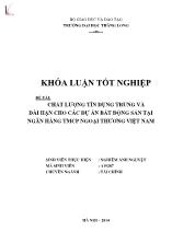 Khóa luận Chất lượng tín dụng trung và dài hạn cho các dự án bất động sản tại ngân hàng thương mại cổ phần ngoại thương Việt Nam