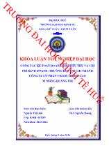Khóa luận Công tác kế toán doanh thu tiêu thụ và chi phí kinh doanh: trường hợp tại chi nhánh công ty cổ phần Vicem thạch cao xi măng Quảng Trị