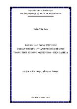 Khóa luận Dân số, lao động, việc làm ở quận thủ đức – Thành phố Hồ Chí Minh trong thời kì công nghiệp hóa – Hiện đại hóa