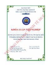 Khóa luận Đánh giá chất lượng dịch vụ tín dụng đối với khách hàng cá nhân tại ngân hàng vietinbank chi nhánh Hà Tĩnh