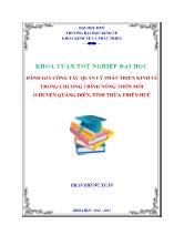 Khóa luận Đánh giá công tác quản lý phát triển kinh tế trong chương trình nông thôn mới ở huyện Quảng điền, tỉnh thừa thiên Huế