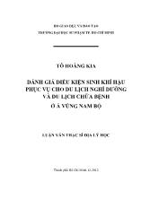 Khóa luận Đánh giá điều kiện sinh khí hậu phục vụ cho du lịch nghỉ dưỡng và du lịch chữa bệnh ở á vùng Nam Bộ