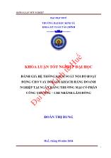 Khóa luận Đánh giá hệ thống kiểm soát nội bộ hoạt động cho vay đối với khách hàng doanh nghiệp tại ngân hàng thương mại cổ phần công thương – Chi nhánh Lâm Đồng