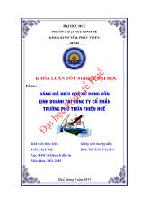 Khóa luận Đánh giá hiệu quả sử dụng vốn kinh doanh tại công ty cổ phần trường phú thừa thiên Huế