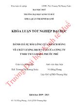 Khóa luận Đánh giá sự hài lòng của khách hàng về chất lượng dịch vụ 3s của công ty TNHH TM yamaha Phước Phú