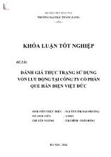 Khóa luận Đánh giá thực trạng sử dụng vốn lưu động tại công ty cổ phần que hàn điện Việt Đức