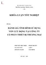 Khóa luận Đánh giá tình hình sử dụng vốn lưu động tại công ty cổ phần thiết bị thương mại