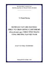 Khóa luận Đánh giá vật liệu ban đầu phục vụ chọn giống cá rô phi đỏ (oreochromis spp.) theo tính trạng tăng trưởng tại Việt Nam