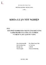 Khóa luận Giải pháp marketing nhằm tăng khả năng cạnh tranh của công ty cổ phần và dịch vụ du lịch hy vọng