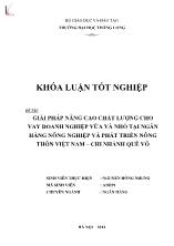 Khóa luận Giải pháp nâng cao chất lượng cho vay doanh nghiệp vừa và nhỏ tại ngân hàng nông nghiệp và phát triển nông thôn Việt Nam – Chi nhánh Quế Võ