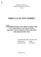 Khóa luận Giải pháp nâng cao chất lượng cho vay tiêu dùng tại ngân hàng thương mại cổ phần công thương chi nhánh Tiên Sơn