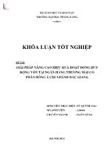 Khóa luận Giải pháp nâng cao hiệu quả hoạt động huy động vốn tại ngân hàng thương mại cổ phần Đông Á chi nhánh Bắc Giang