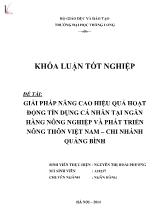 Khóa luận Giải pháp nâng cao hiệu quả hoạt động tín dụng cá nhân tại ngân hàng nông nghiệp và phát triển nông thôn Việt Nam – Chi nhánh Quảng Bình