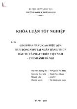 Khóa luận Giải pháp nâng cao hiệu quả huy động vốn tại ngân hàng thương mại cổ phần đầu tư và phát triển Việt Nam - Chi nhánh Hà Nội