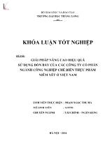 Khóa luận Giải pháp nâng cao hiệu quả sử dụng đòn bẩy của các công ty cổ phần ngành công nghiệp chế biến thực phẩm niêm yết ở Việt Nam